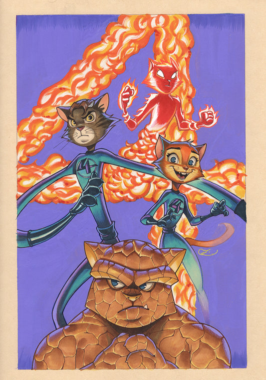 Fantastic Four Cats Original Cover Artwork